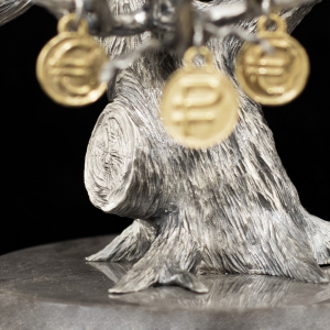 Silver-plated sculpture "Money Tree"